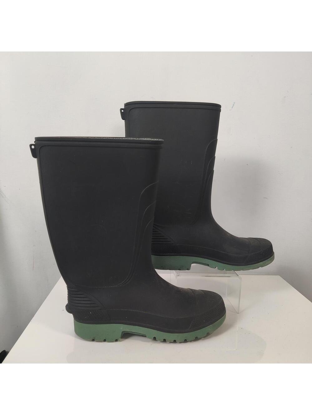 Waterproof Rain Boots Outdoor Utility Black Green Size 7